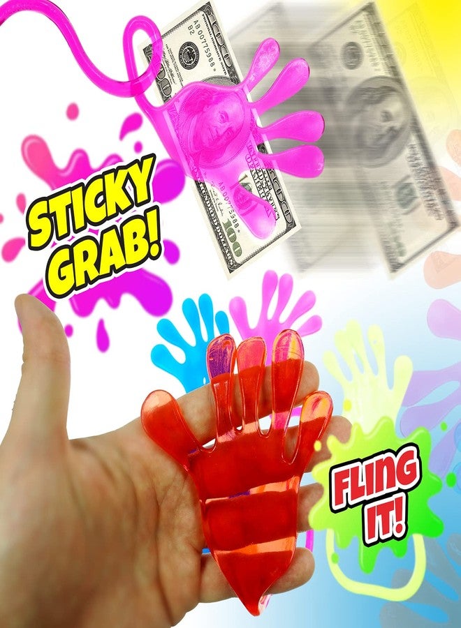 JA-RU Giant Glitter Sticky Hands (3 Toys Assorted) Large Stretchy Hand. Halloween Party Favors, Goodie Bag Stuffers & Classroom Prizes. Sensory Slap Toys for Kids. Piñata Stuffing. 414-4A - Image 4